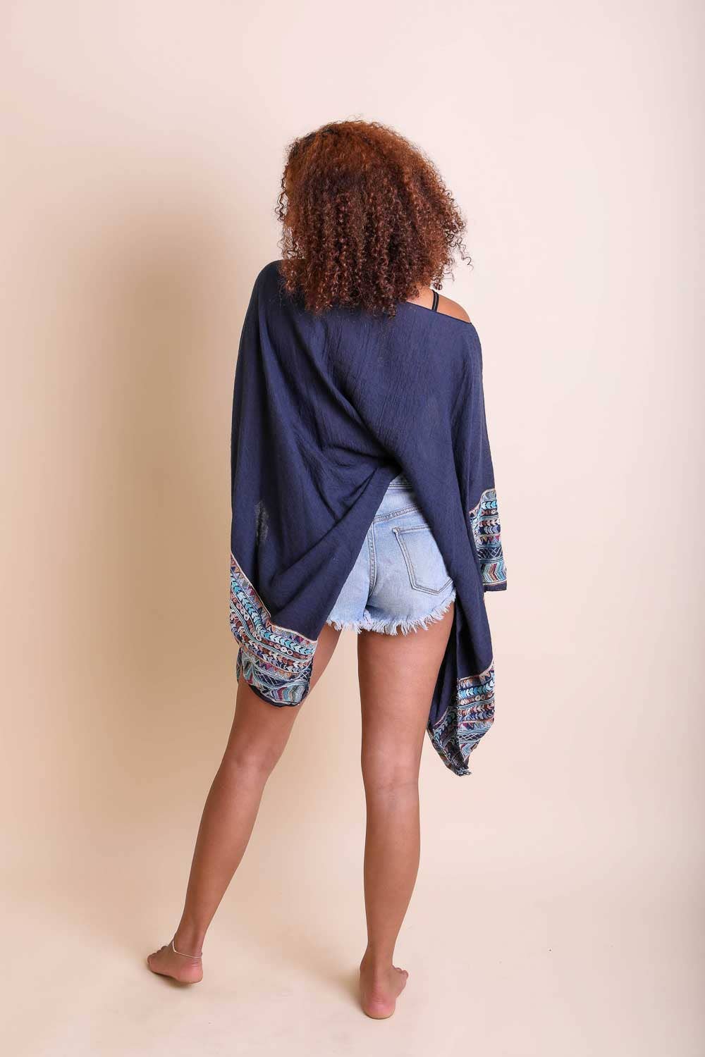 Seaside Fallon Embroidered Sleeve Poncho
