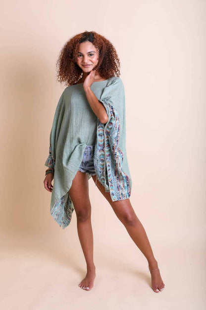 Seaside Fallon Embroidered Sleeve Poncho