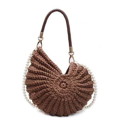 Hollow Knitted Large Capacity Wool Beach Tote Bag: Khaki(Lined)