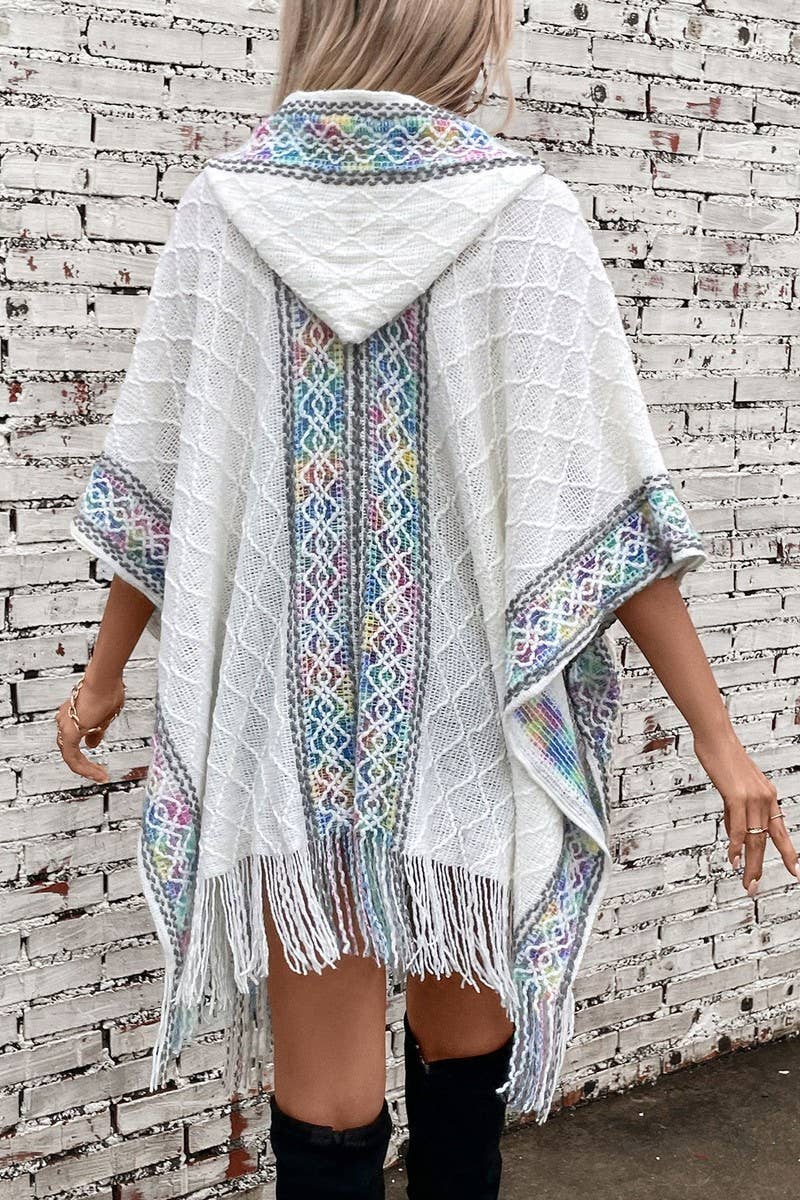 Island Hippie Hooded Tassel Shawl
