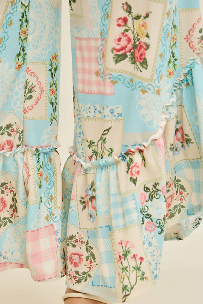 Sunset Rosy Nostalgia Ruffle Cropped Pants