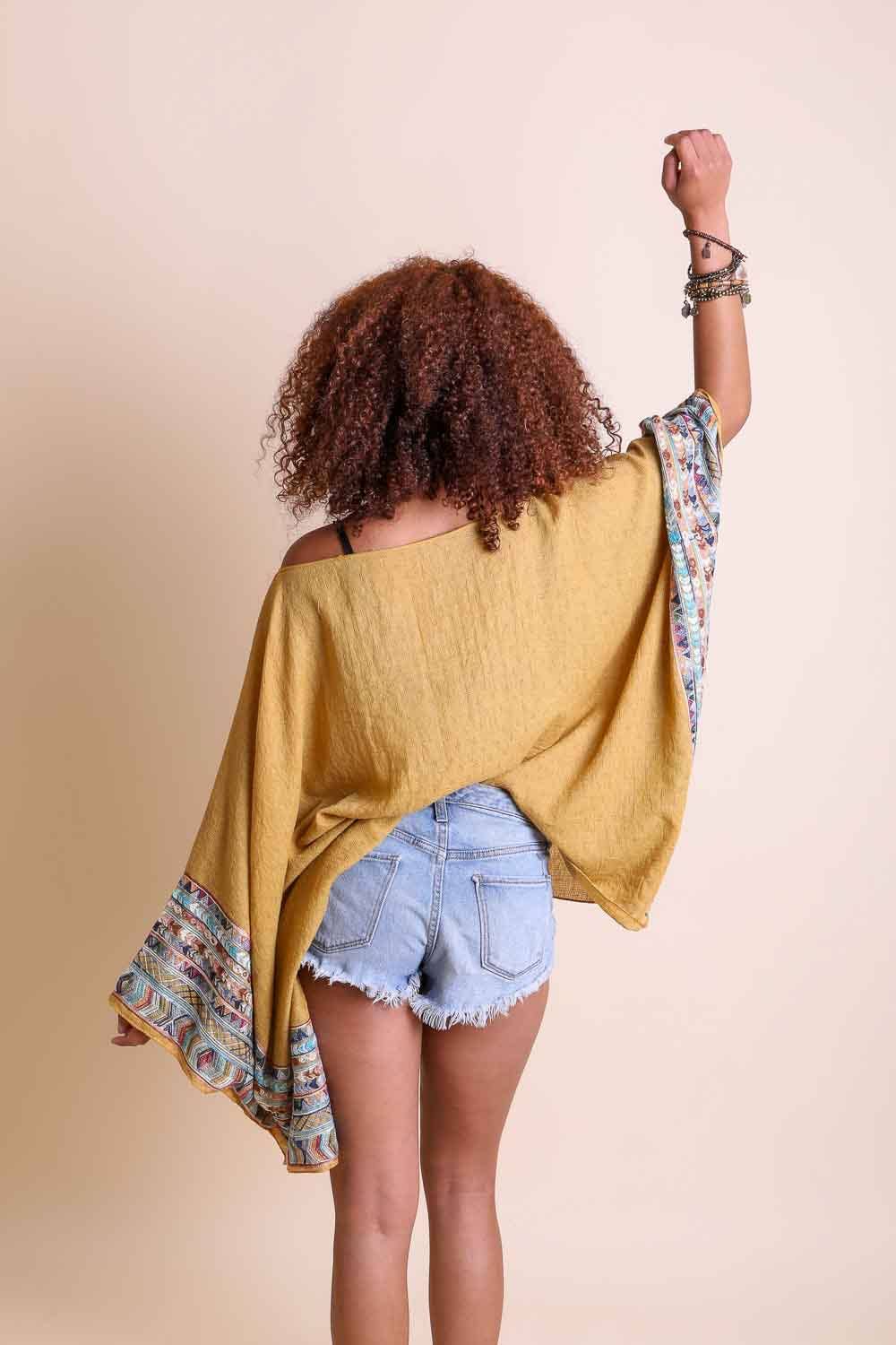 Seaside Fallon Embroidered Sleeve Poncho
