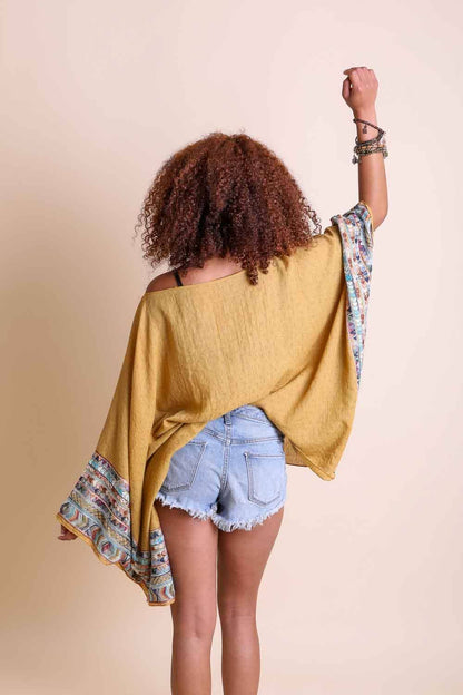 Seaside Fallon Embroidered Sleeve Poncho