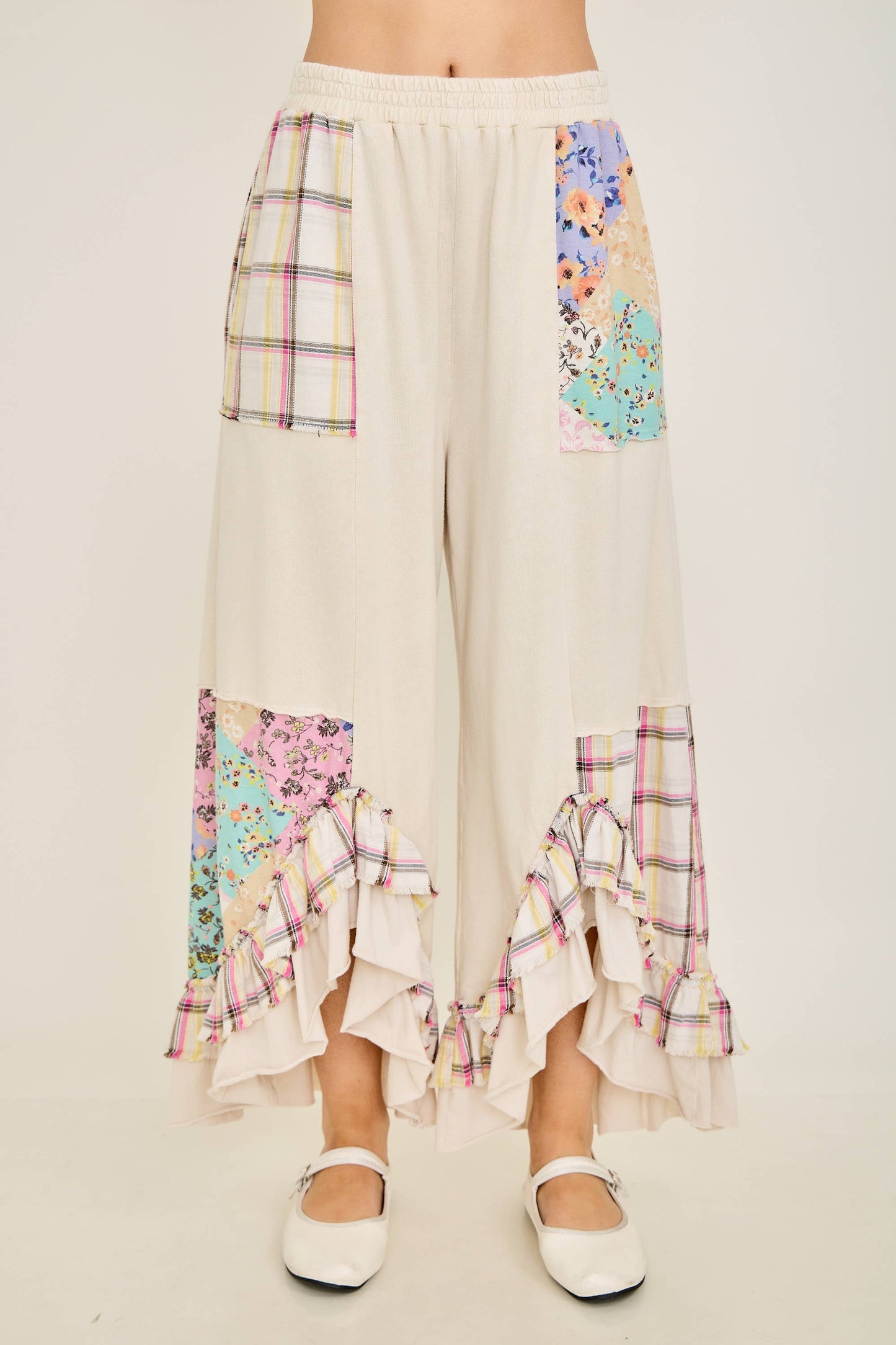 Sun-Kissed Mineral Washed Patchwork Pants