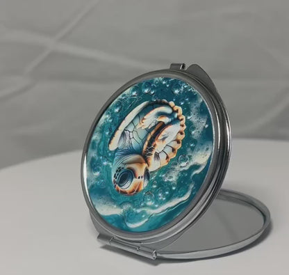 Sunbathing Sea Turtle Compact Mirror