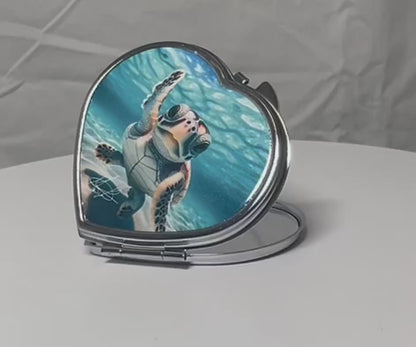 Waving Sea Turtle Compact Mirror
