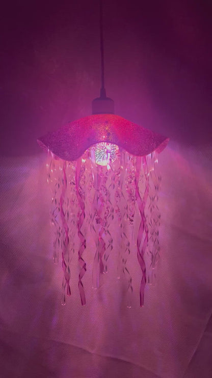 Pink Glitter Jellyfish Lamp