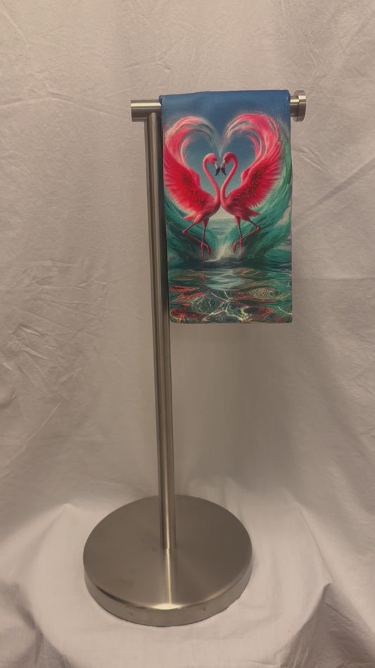 Flamingo love Decorative Hand Towel