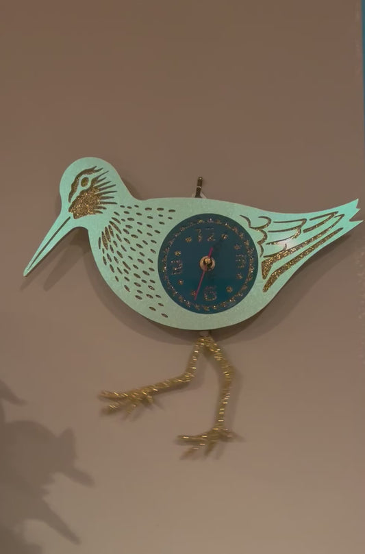 Sandpiper Glitter Acrylic Clock
