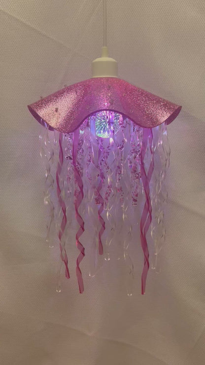 Pink Glitter Jellyfish Lamp